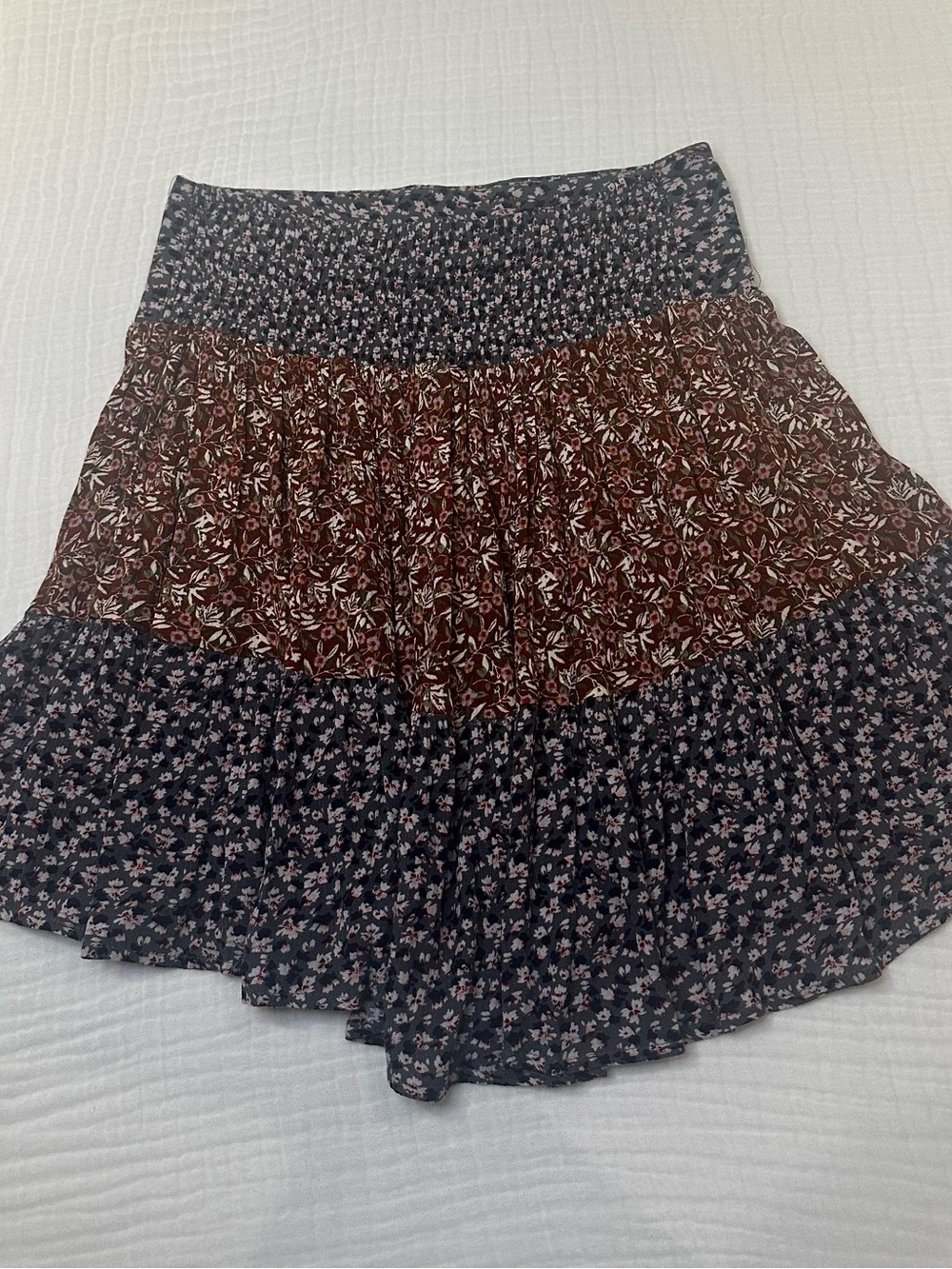Natural Life Boho Floral Mini Skirt - Brown & Black size small